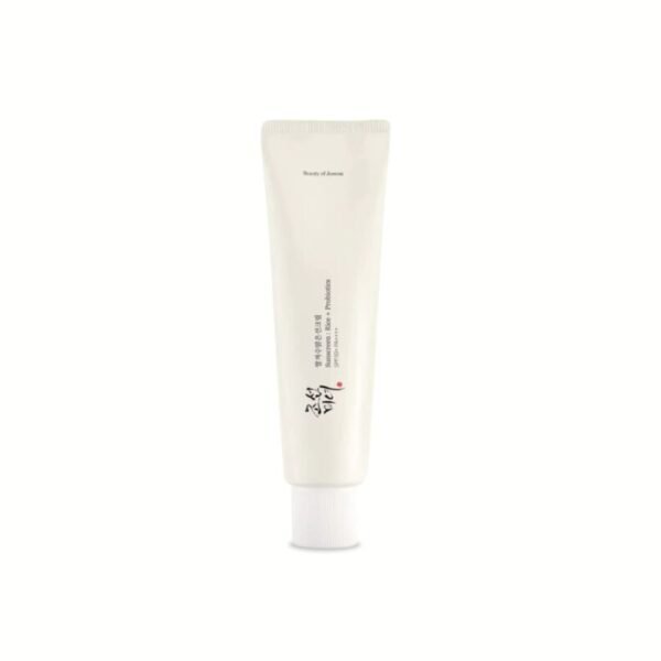 Tube de crème solaire Relief Sun Beauty of Joseon SPF50+ PA++++ enrichi en riz et probiotiques pour hydratation et protection