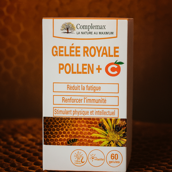 Gelée royale pollen complément naturel : vitalité, immunité et concentration soutenues avec Complemax Gelée Royale Pollen + C 60 gélules.