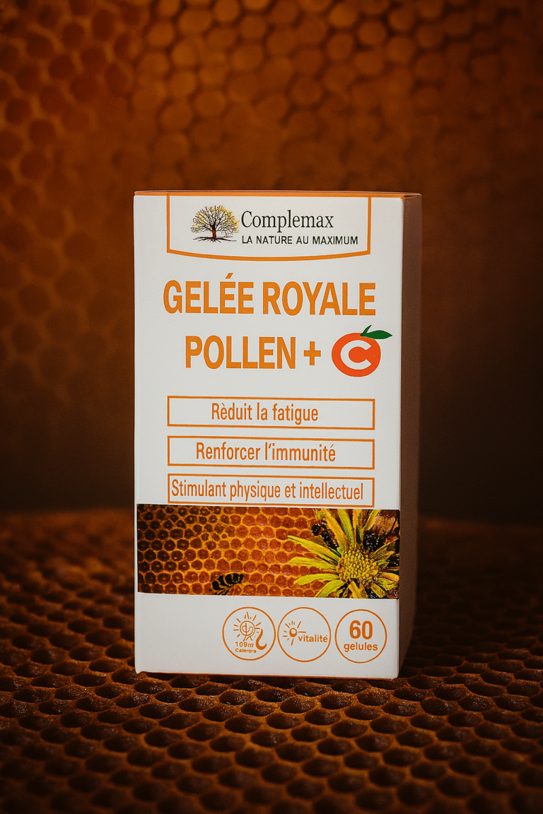 Gelée royale pollen complément naturel : vitalité, immunité et concentration soutenues avec Complemax Gelée Royale Pollen + C 60 gélules.