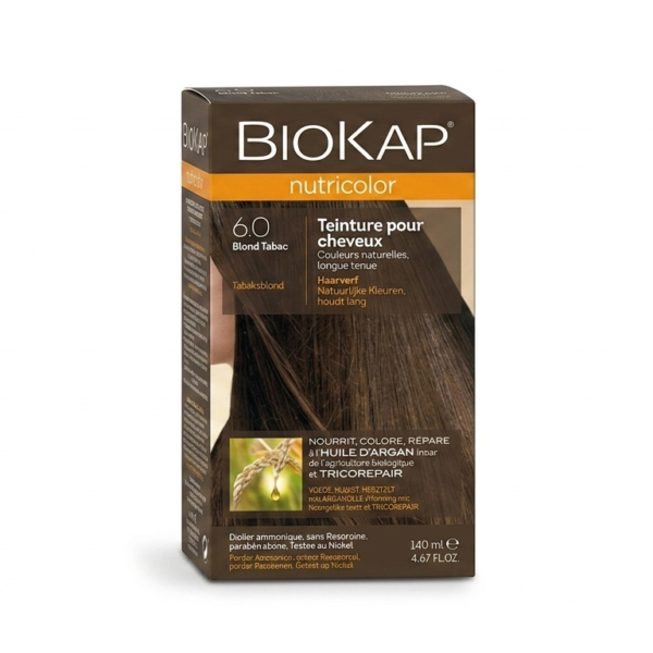 BioKap Nutricolor Coloration Cheveux Teinte 6.0 Blond Tabac (140ml)